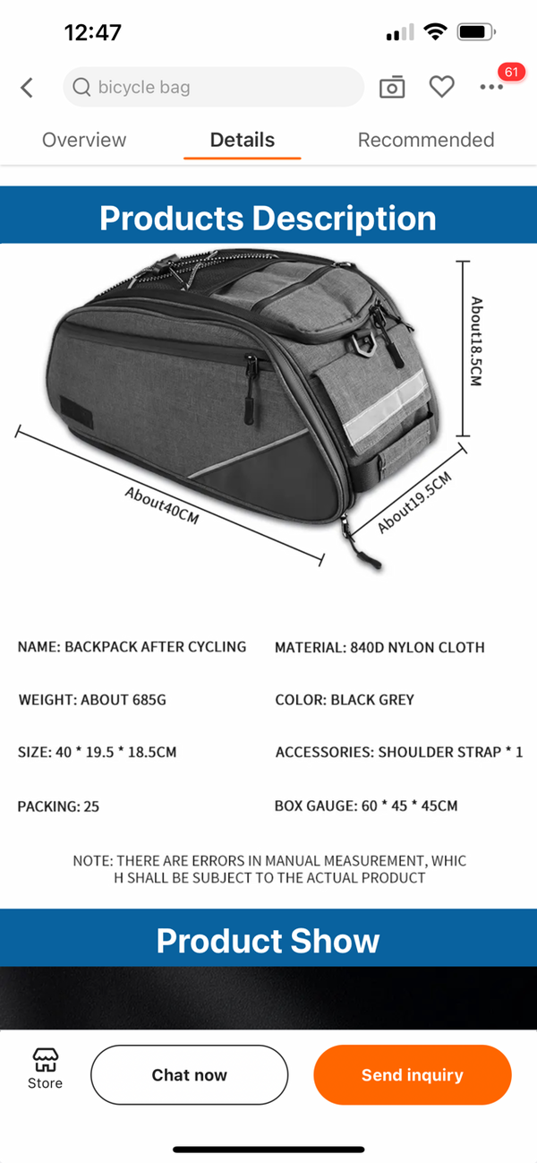 Mason James rear rack bag, insulated / cooler for bike, ebike, shoulder strap, easy to get on and off bicycle and carry, pack your picnic basket! Quality and affordable!!